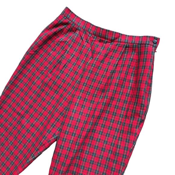 VTG DAVID BROOKS Ribcage Rise Holiday Plaid Stirrup Pants in Red  80s 90s  SZ 12 - Picture 3 of 10